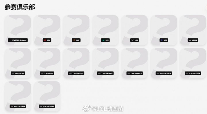 2026世界杯LOL项目共十六支队伍参与：LCK四支LPL、LEC各三支今日