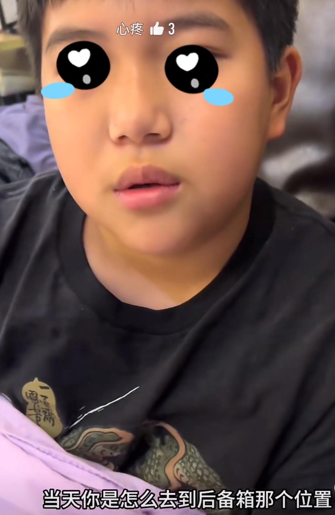 那个后备箱的小男孩是这样说的。他的父亲说是小孩自愿的，还不道歉。妈妈就当时情