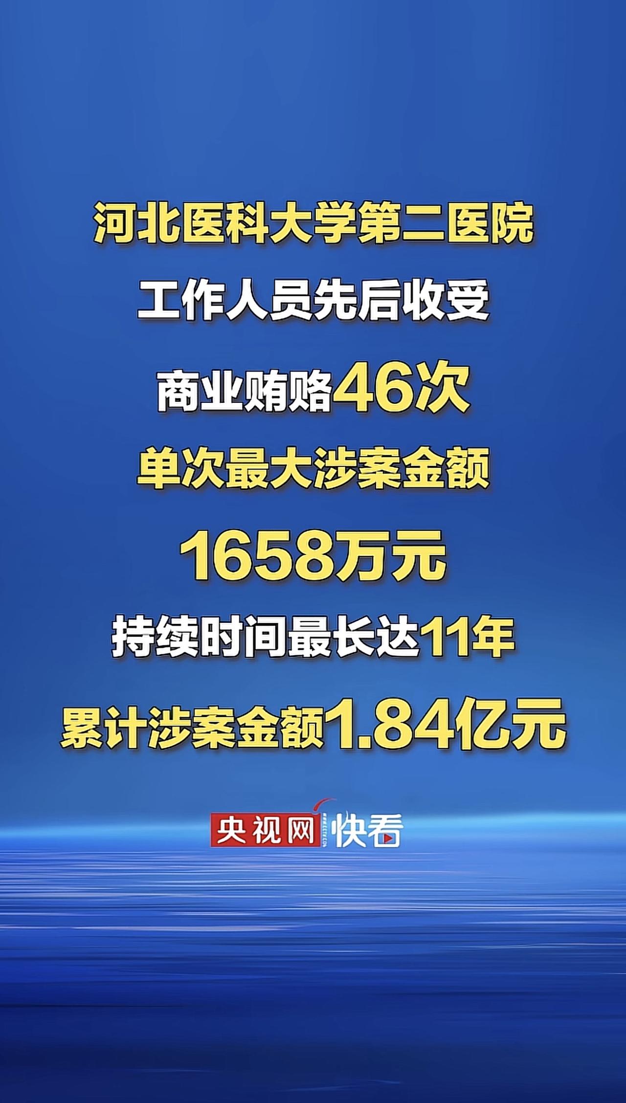 河北石家庄医大二院涉1.84亿医药贿赂案被央视曝光，触目惊心！作为石河北省评
