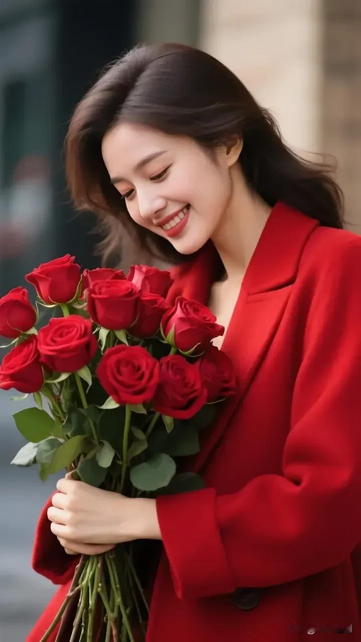一袭红装相拥玫瑰，让浪漫在心底肆意盛开，每一刻都活成自己喜欢的热烈模样玫瑰美人