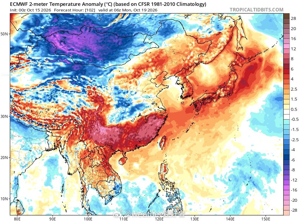 #冷空气#过去一段时间，冷空气势力弱，全国大部地区气温显著偏高。即将进入10月下半月，影响我国的冷空
