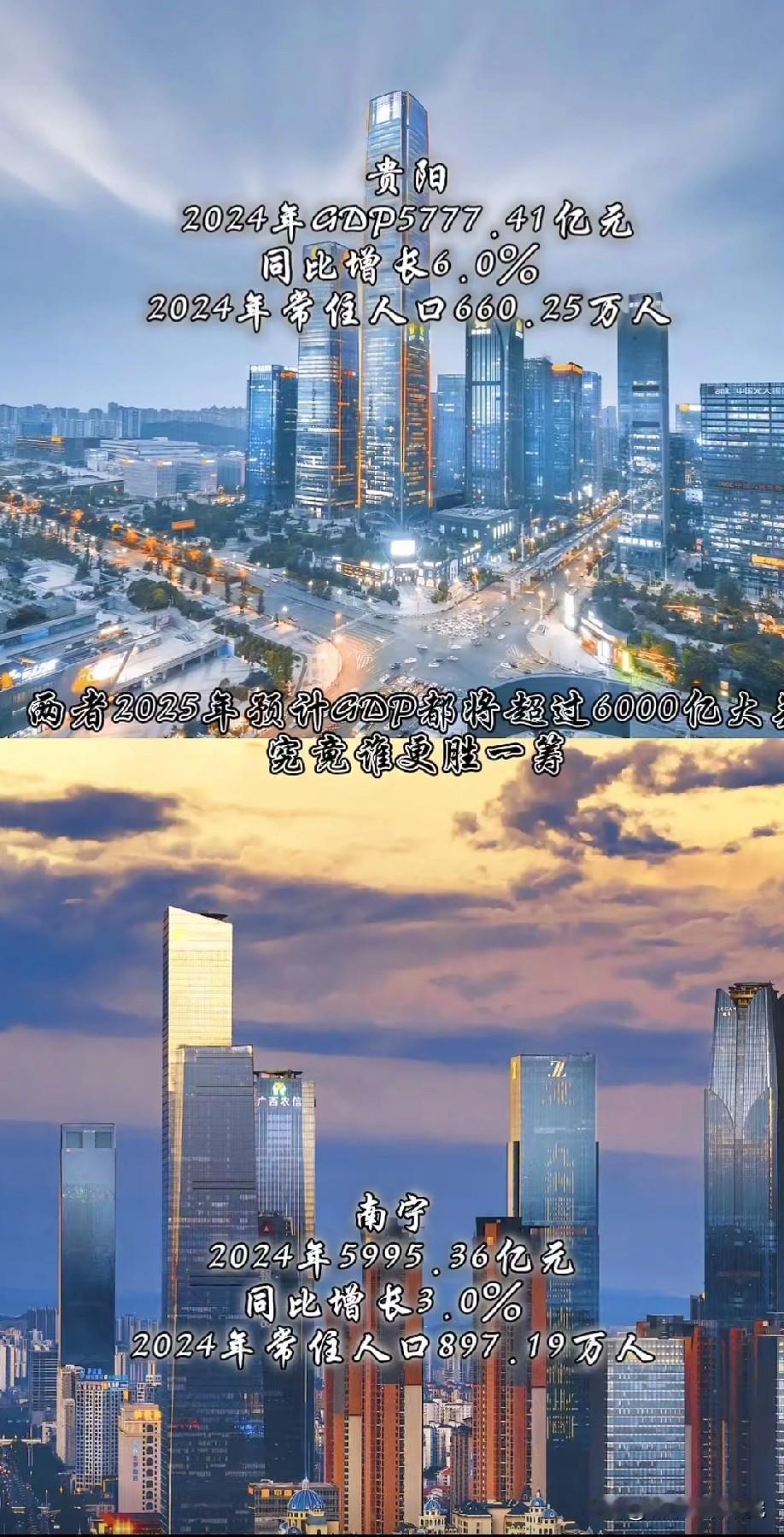 预计贵阳与南宁今年GDP都有希望实现达到6000亿元人民币以上，贵阳与南宁经济实