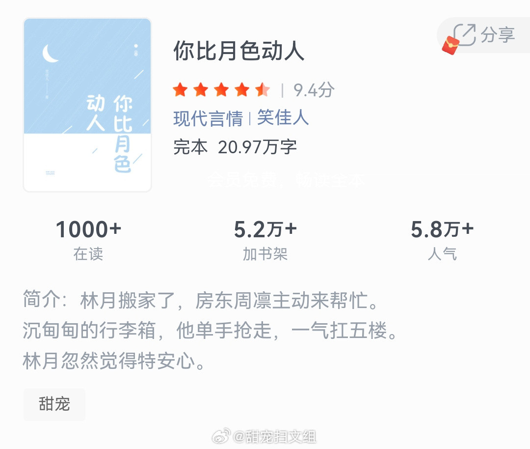 《你比月色动人》作者：笑佳人林月搬家了，房东周凛主动来帮忙。沉甸甸的行李箱，他单