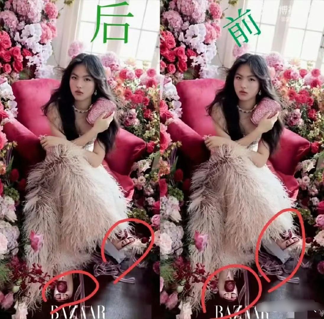 我真的很佩服网友的火眼金睛，照片中王诗龄双脚都被P成右脚都能发现，这细致程度惊人