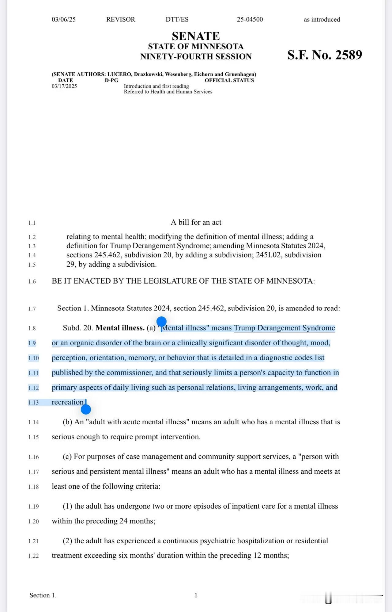 真是侮辱人[捂脸哭]……美国明尼苏达州共和党参议院刚刚提出了一项奇葩的法案，该法