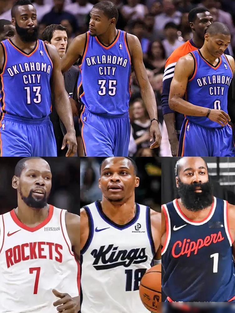 曾经也是“雷霆三少”！看杜兰特、威少、哈登本赛季的出色表现：37岁的杜兰特在