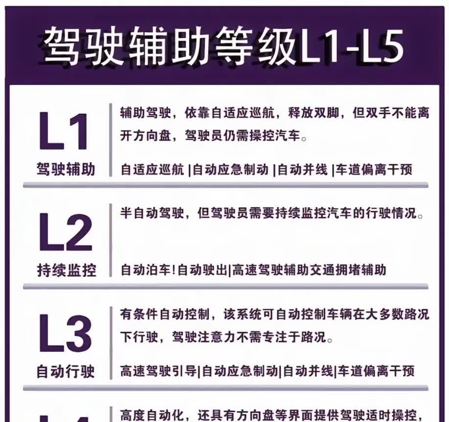 如果一辆汽车做不好AEB的话，连L1都不配叫的。刚看了一眼辅助驾驶等级表