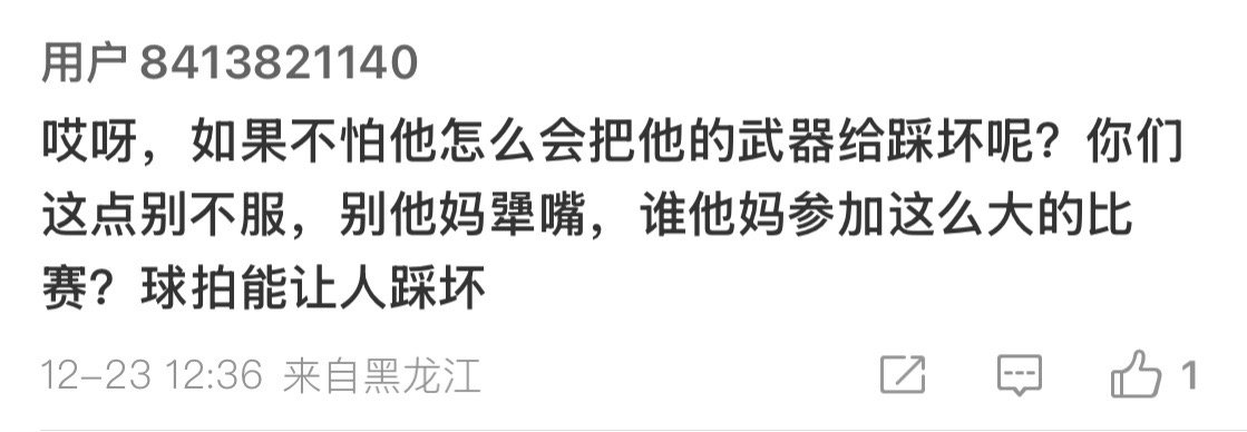 谁会一夺冠就把球拍扔地上呢？我小的时候丢过一次自行车我到现在也没敢告诉我妈其实我