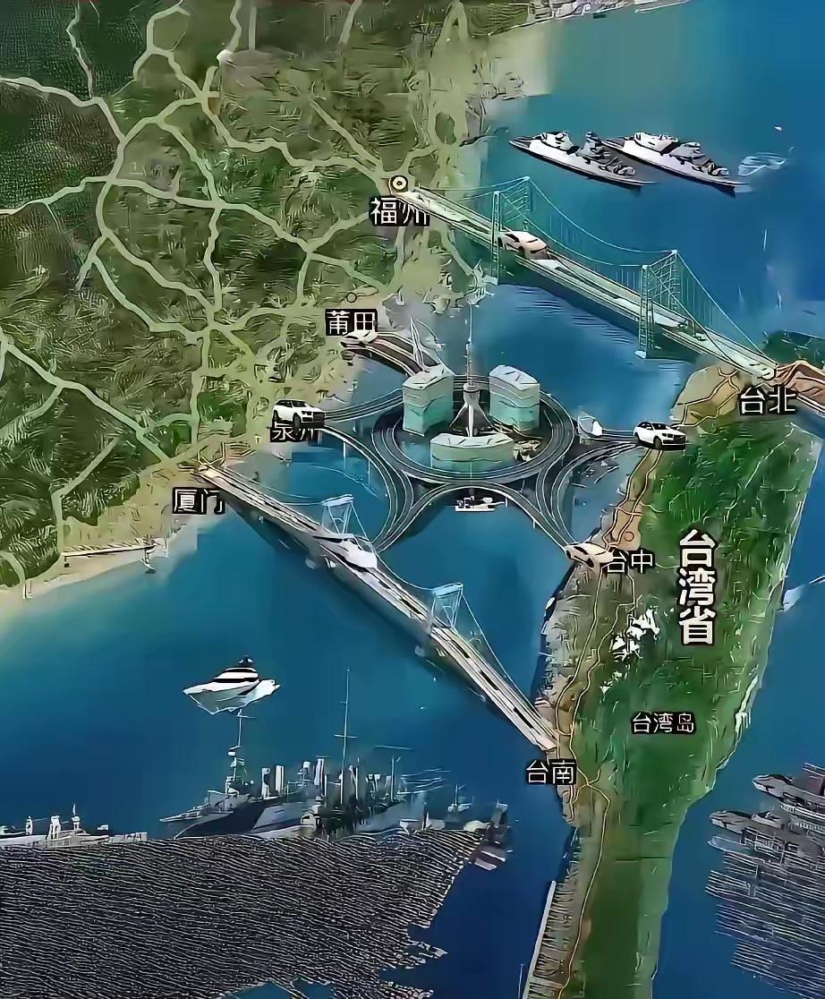 通台湾大桥网友们设计好了，啥时候能开建通车？