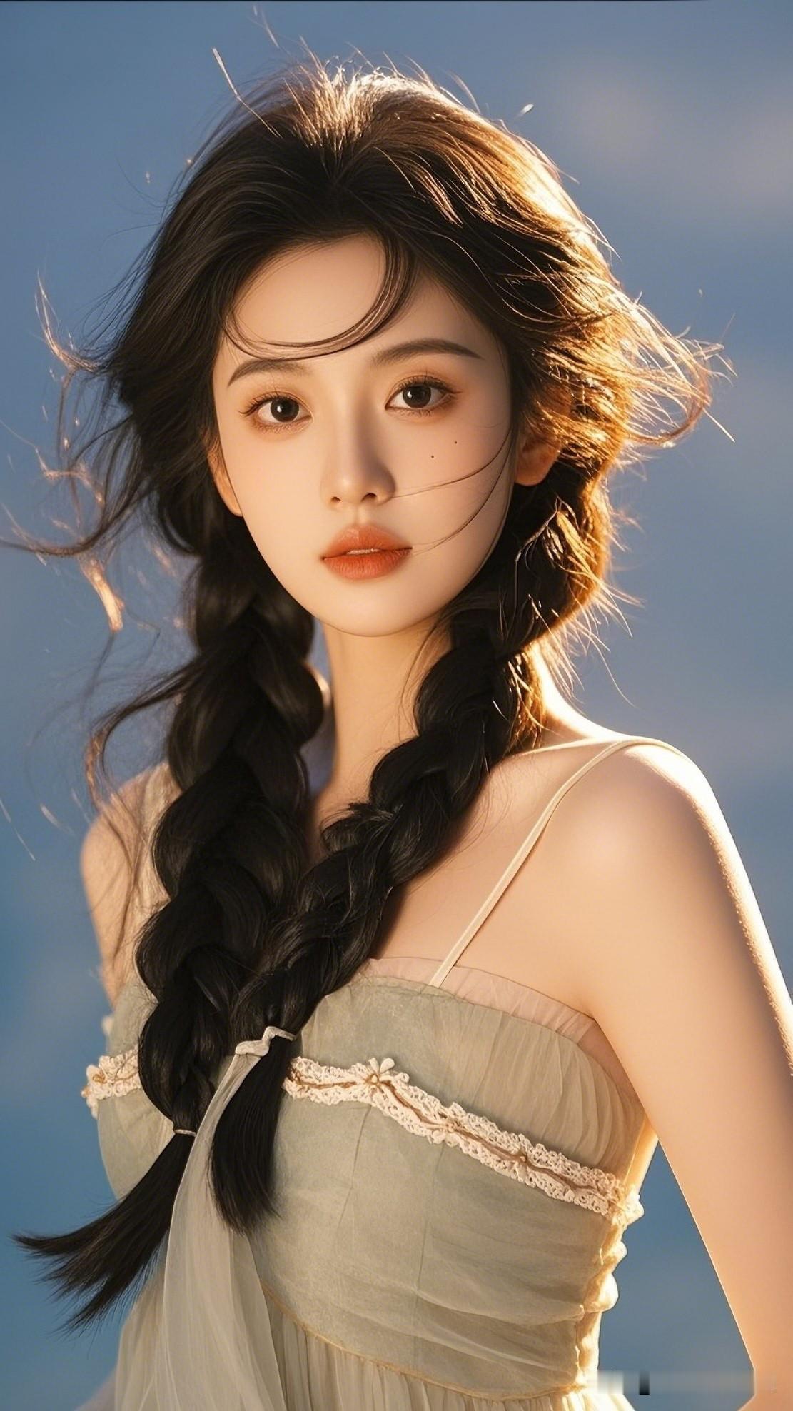 温柔少女风，自然光下甜美可人。你心目中的美人少女心满满，阳光下的甜美少女