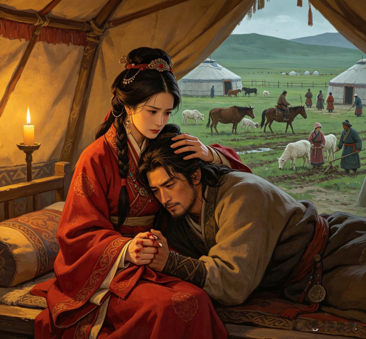 公元前31年，23岁王昭君嫁给了继子复株累，洞房花烛夜，年轻的新郎早早躺下，王昭