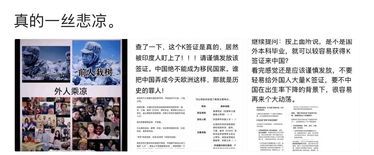看了下那个国内对外国人开放的k签证，真的一丝悲凉。K签开放，国内的悲凉气氛弥