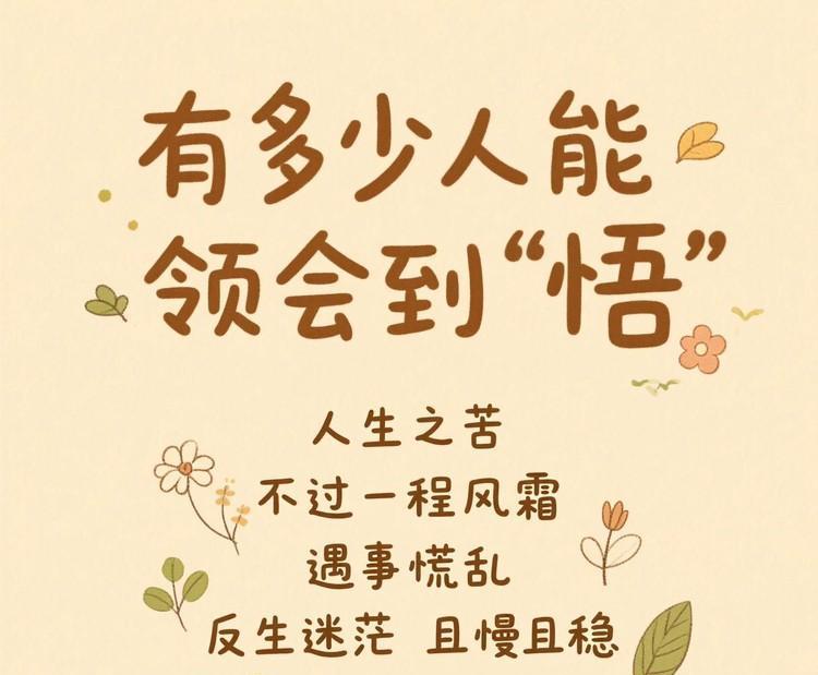 有多少人能领会到“悟”人生之苦不过一程风霜遇事慌乱反生迷茫且慢且稳自