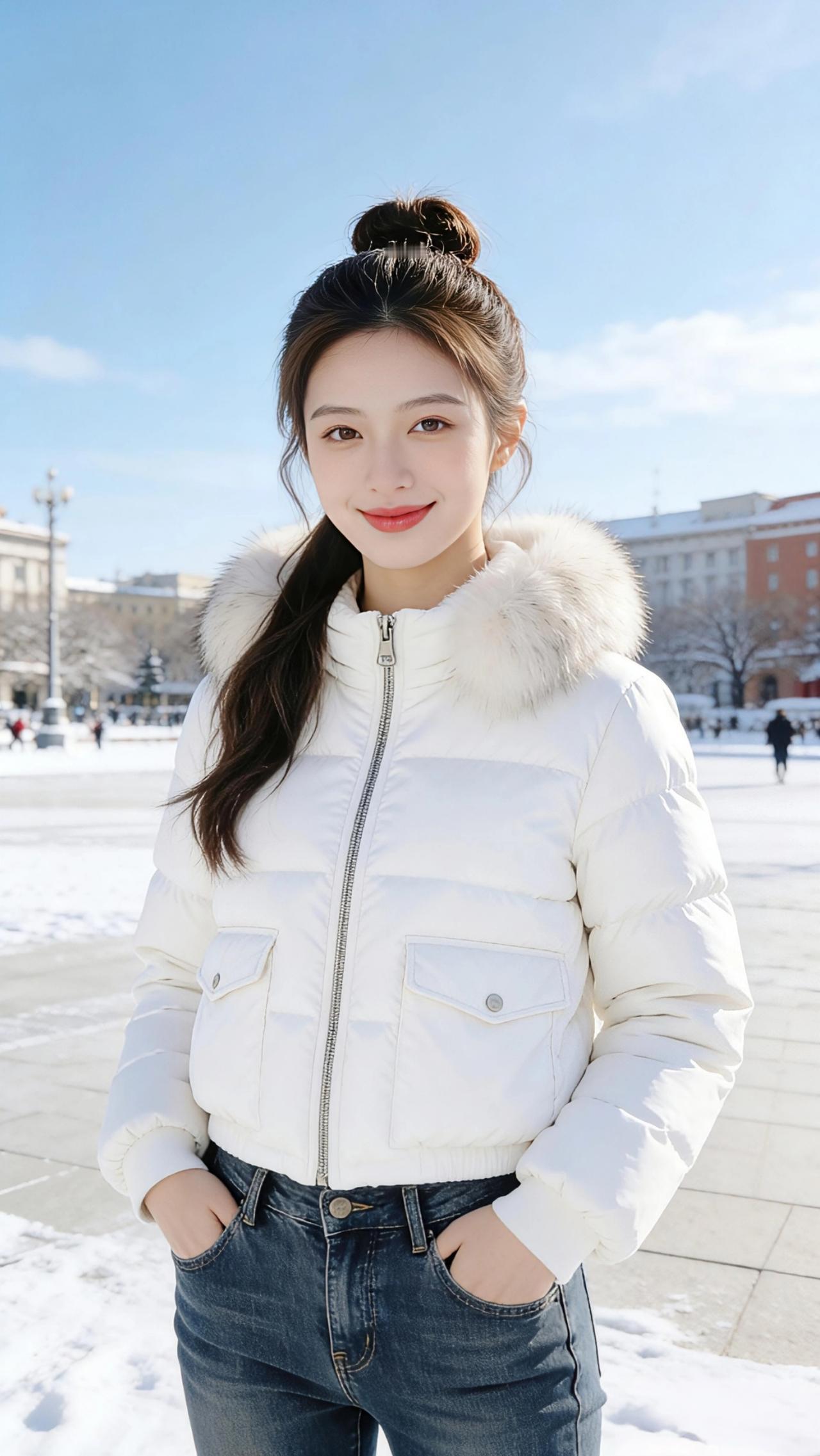 雪日晴光冬日的风裹着碎雪掠过广场，阳光却慷慨地洒下来，把皑皑白雪揉成温柔的