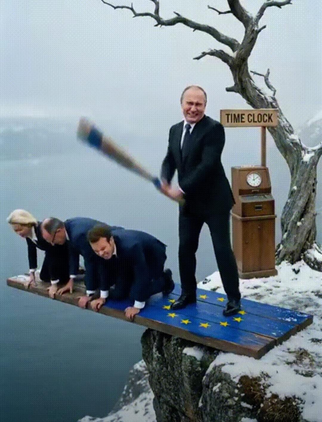 被网友P的这两张照片笑不活了!有人说，多年来普京都想要拆了欧盟，尤其是这个铁三