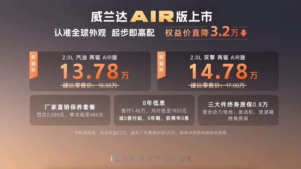 威兰达价格降了！节后首个工作日，广汽丰田就公布了全新换代威兰达两驱AIR版新