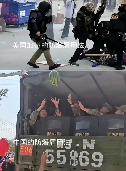 中美在防爆盾的使用上有着明显的区别​​​