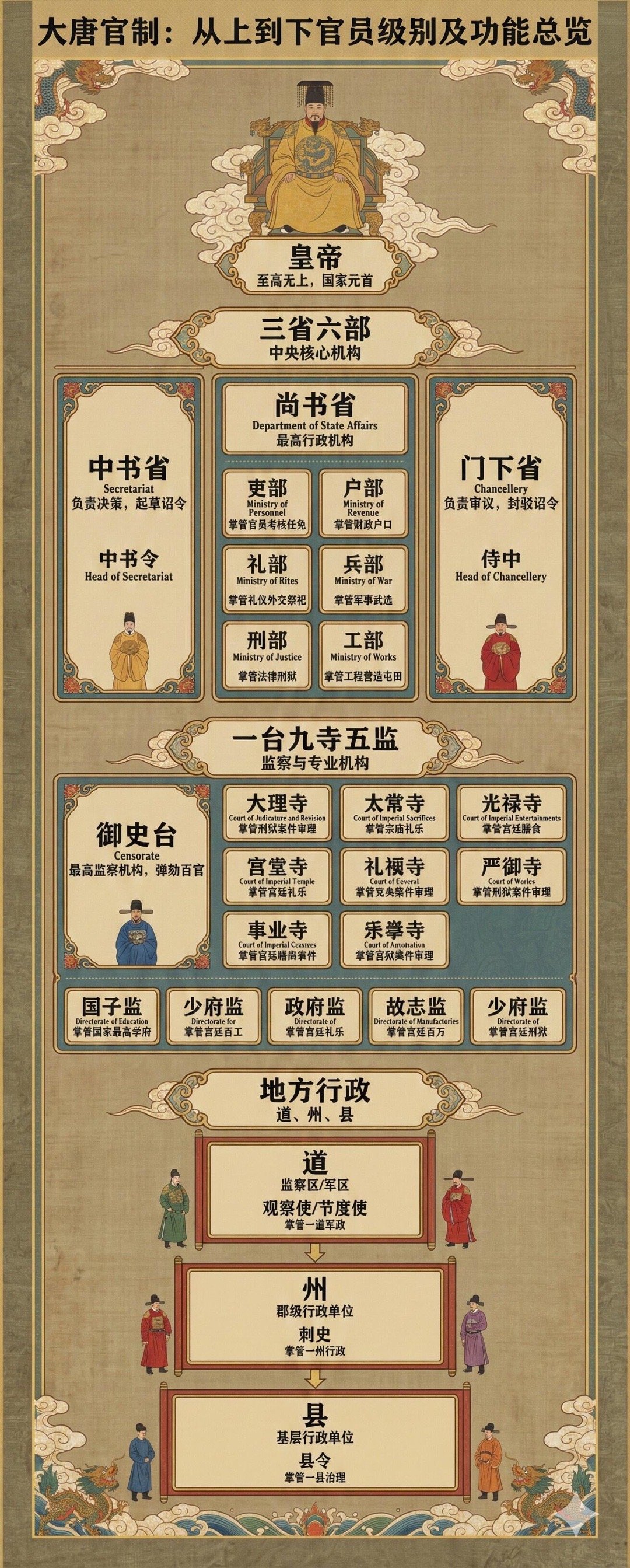 大唐官制|从上到下官员级别及职能一览