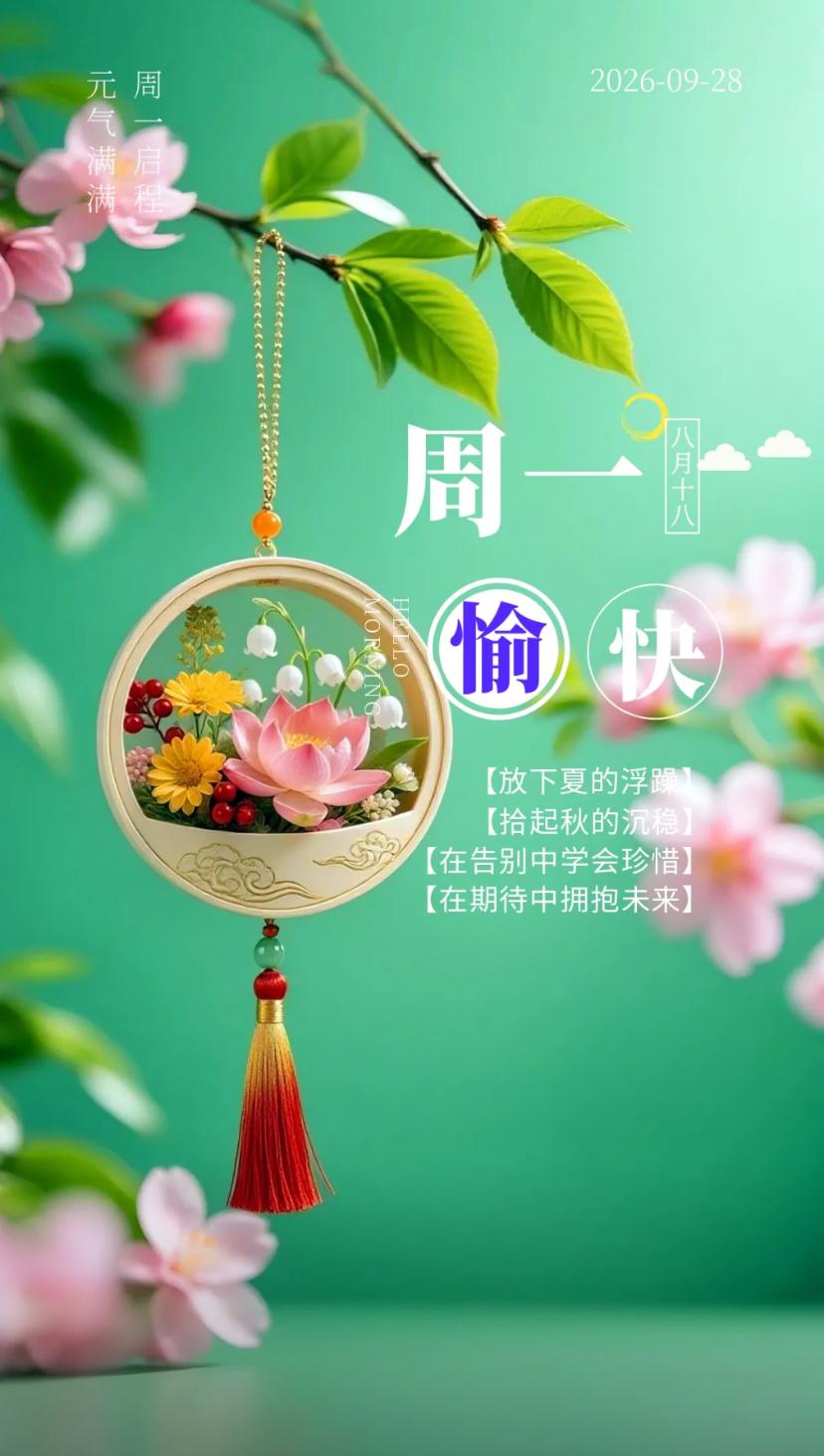 秋晨寄语，满城桂香浮动次第绽放，日子充盈前路坦荡。2026./09.28.[