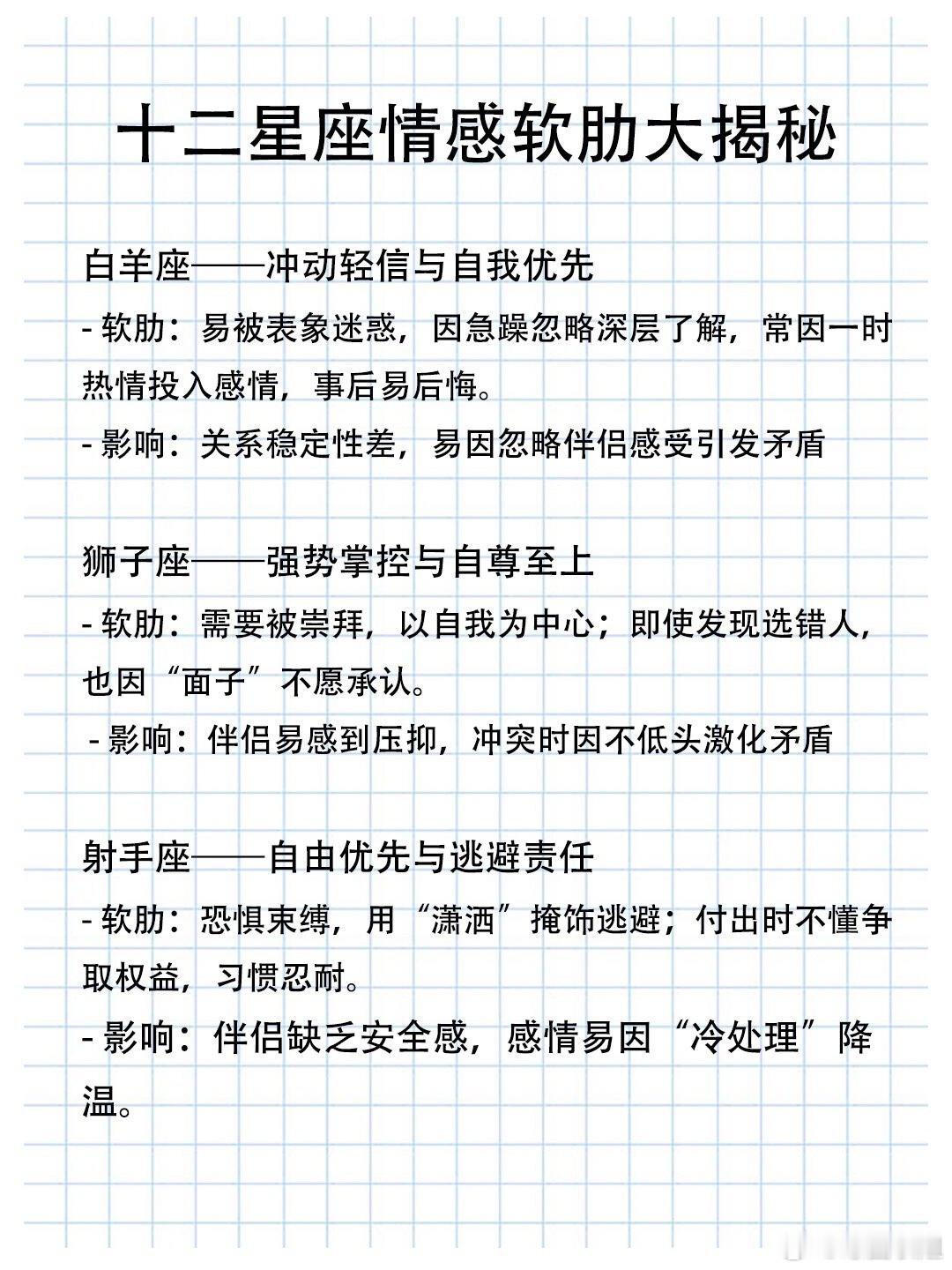 星座、十二星座十二星座情感软肋大揭秘白羊座——冲动轻信与自我优先软肋：易被表象迷