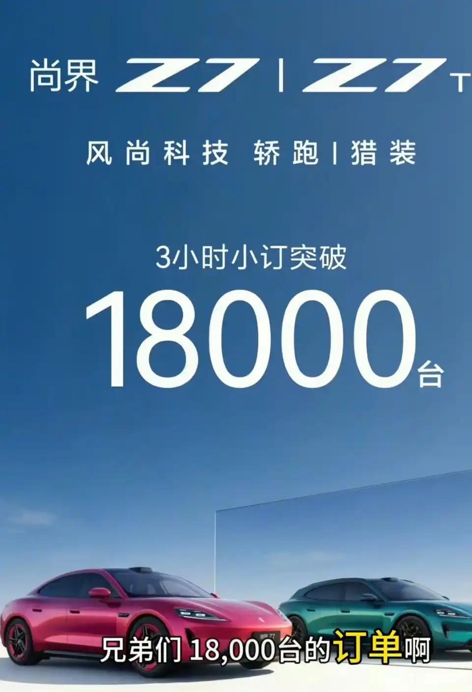尚界Z73小时小定突破18000台，说真的，Z7我之前就挺看好的，个人觉得是鸿