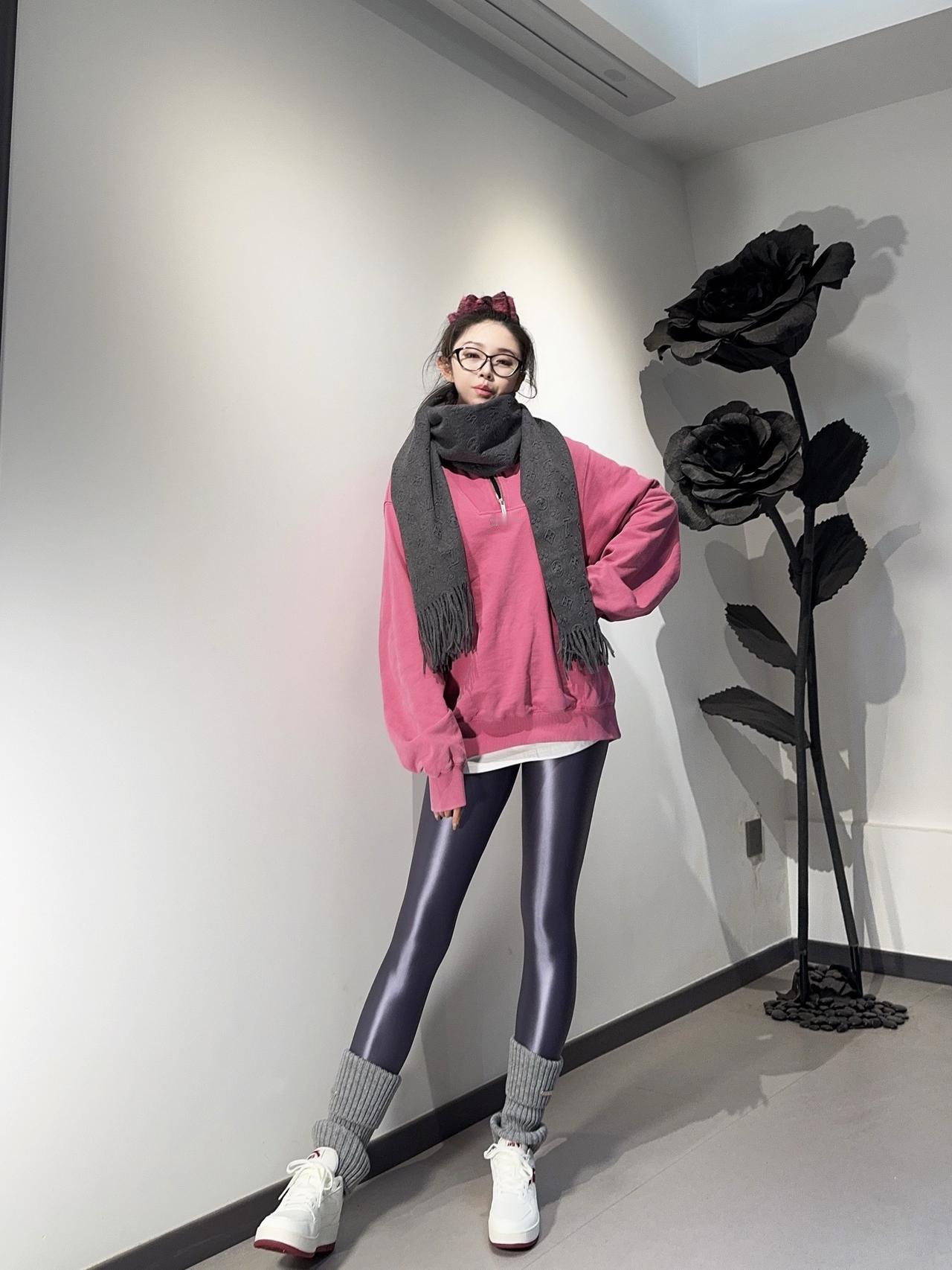 ootd穿搭光泽裤健美裤