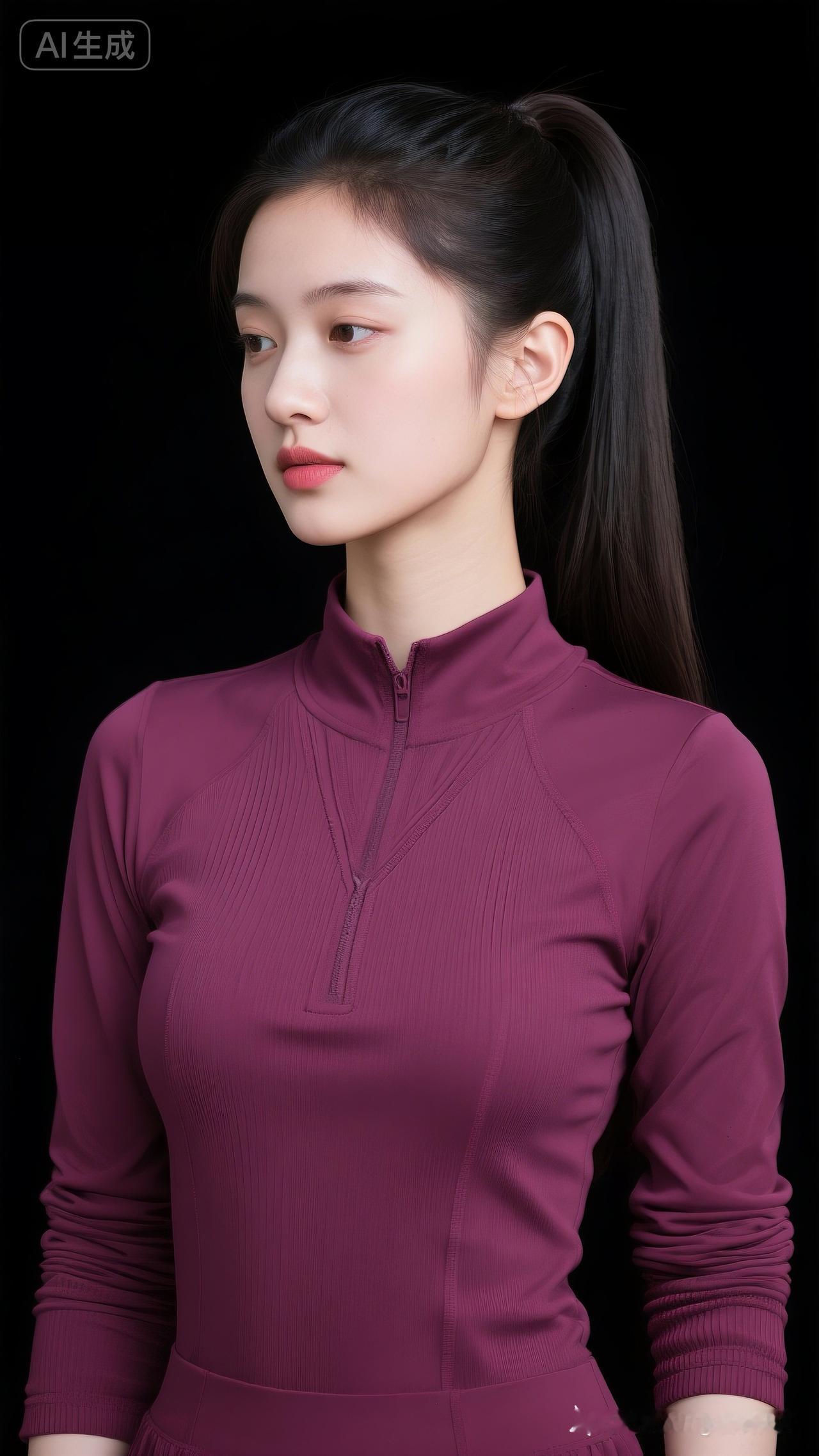 紫色高领运动衫，简约时尚，尽显青春活力！