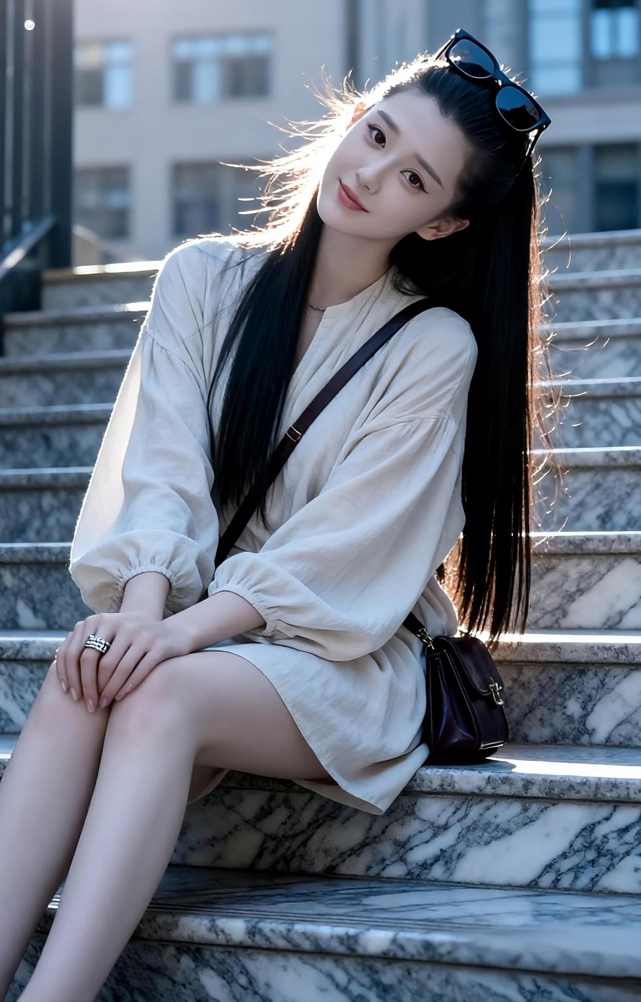 午后光影，自在慵懒，偷一段城市慢时光，风掠过发梢，阳光落在发丝上，今日只做随性自