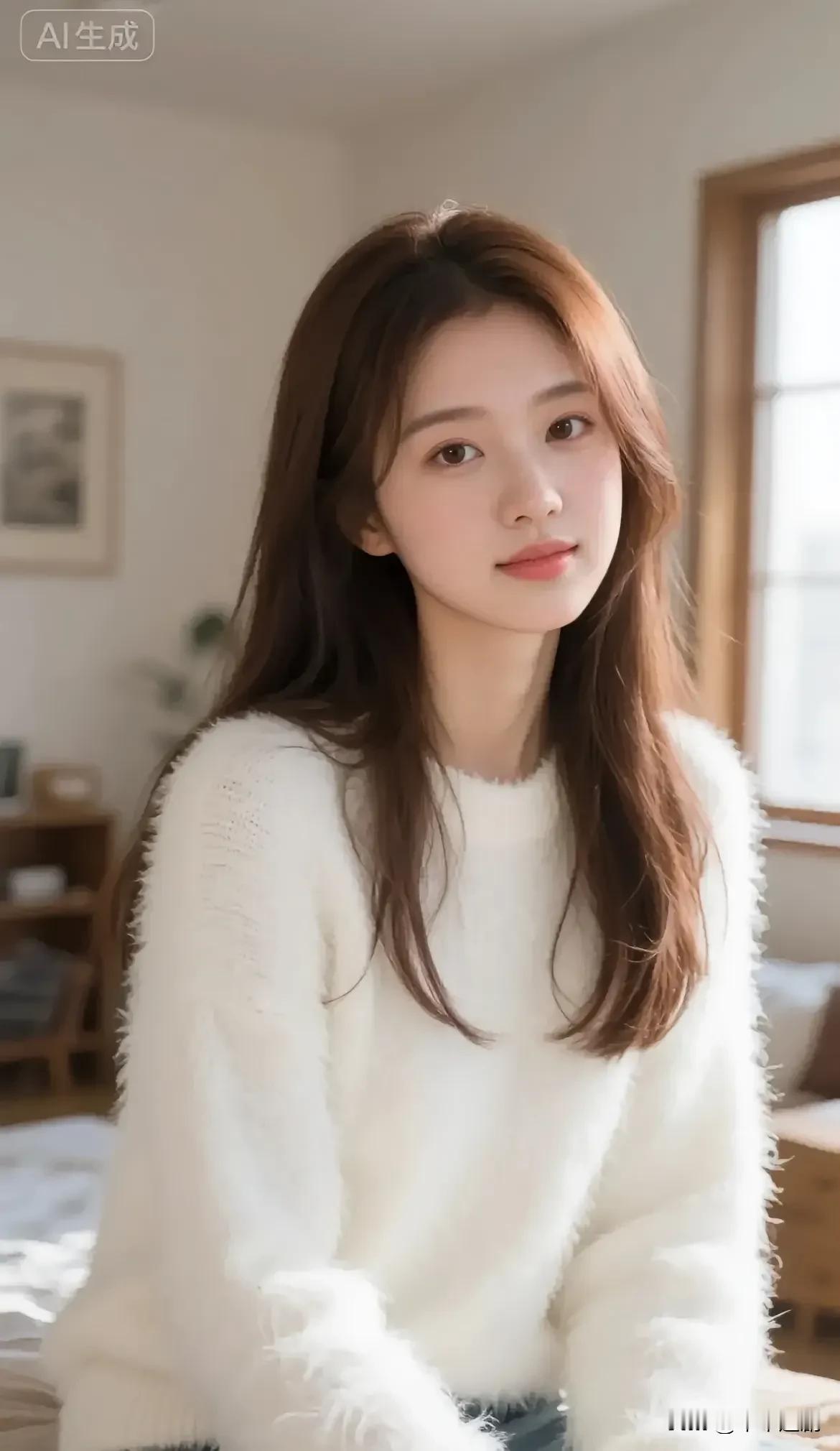 ☁️软乎乎的白毛衣裹住松弛感，在洒满阳光的房间里，把温柔的小情绪都揉进了日常里