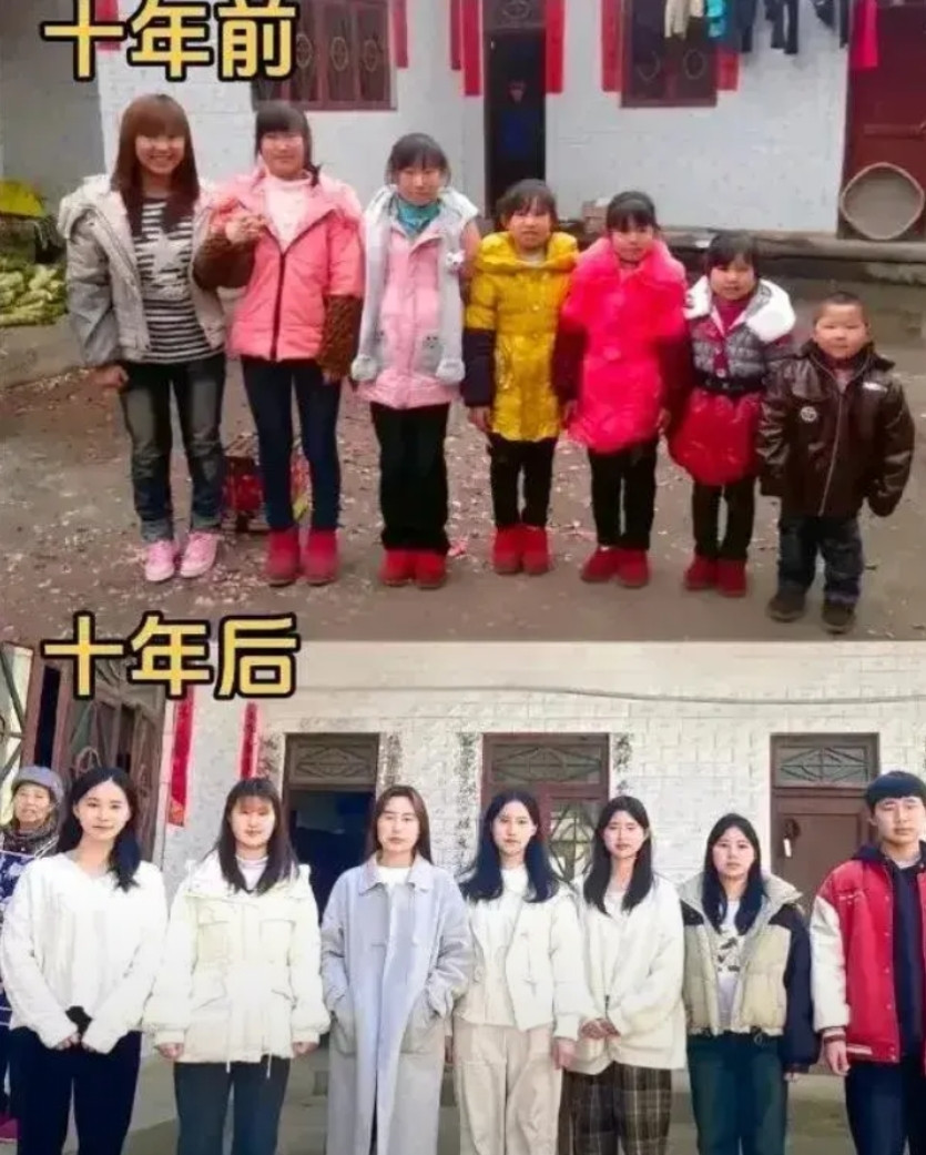 这小子将来肯定不会为彩礼发愁！六个姐姐！
