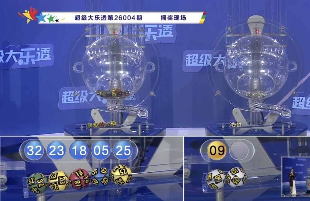 超级大乐透第26004期开奖结果揭晓，前区号码为05、18、23、25、32，后
