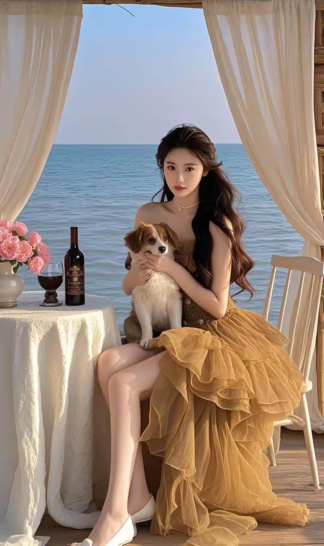 海边的女神：她的一颦一笑，都让人心动不已。