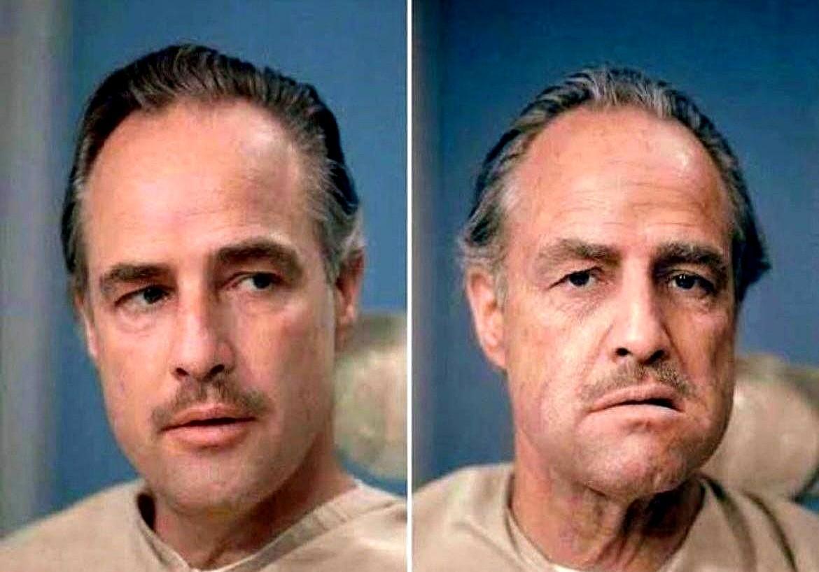 47岁的马龙·白兰度，往嘴里塞棉花，就去试镜《教父》了。他跟导演科波拉说，老