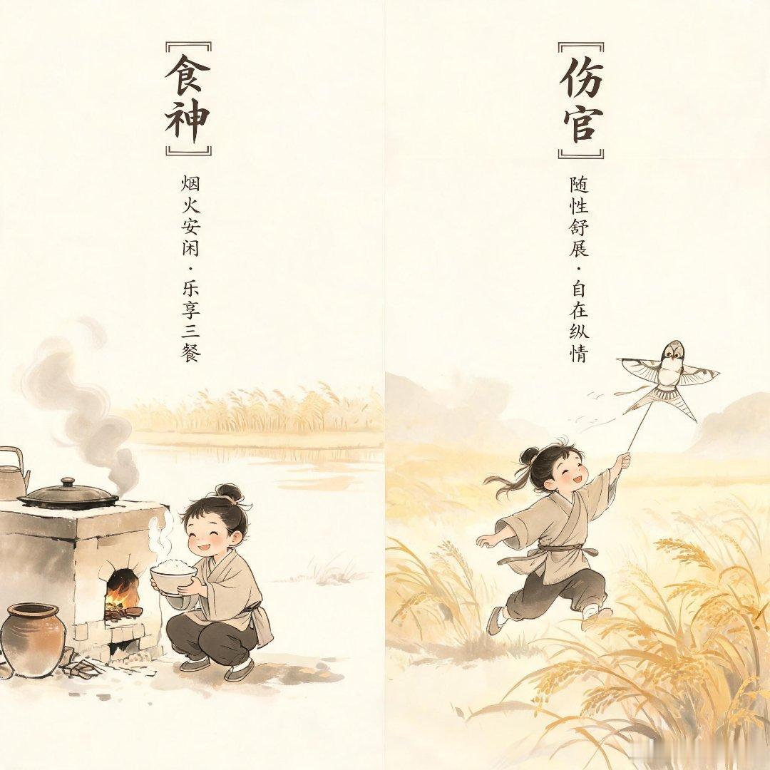 常有人问我，八字里食神和伤官都是生出来，，怎么搁人身上差别这么大？其实不用记复杂的术语，你就想两种做