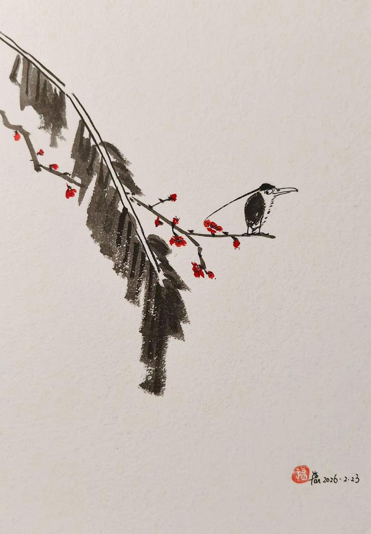 假期余额已不足！每日绘画探索“国画＋漫画”风格致敬大师---八大山人国画花鸟