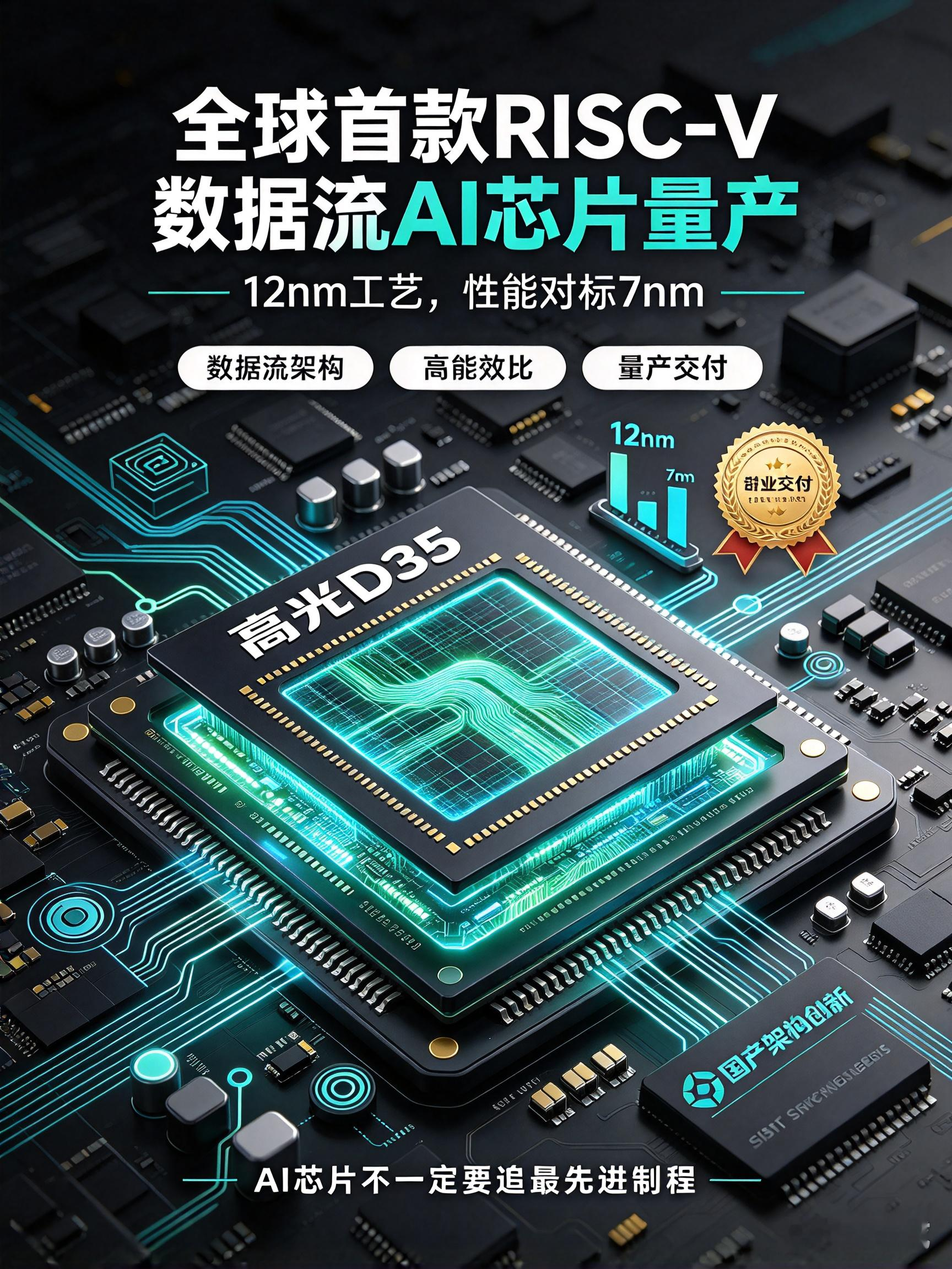 全球首款RISC-V数据流AI芯片量产，12nm性能对标7nm国产AI芯片又跑出一匹黑马。苏州睿芯的