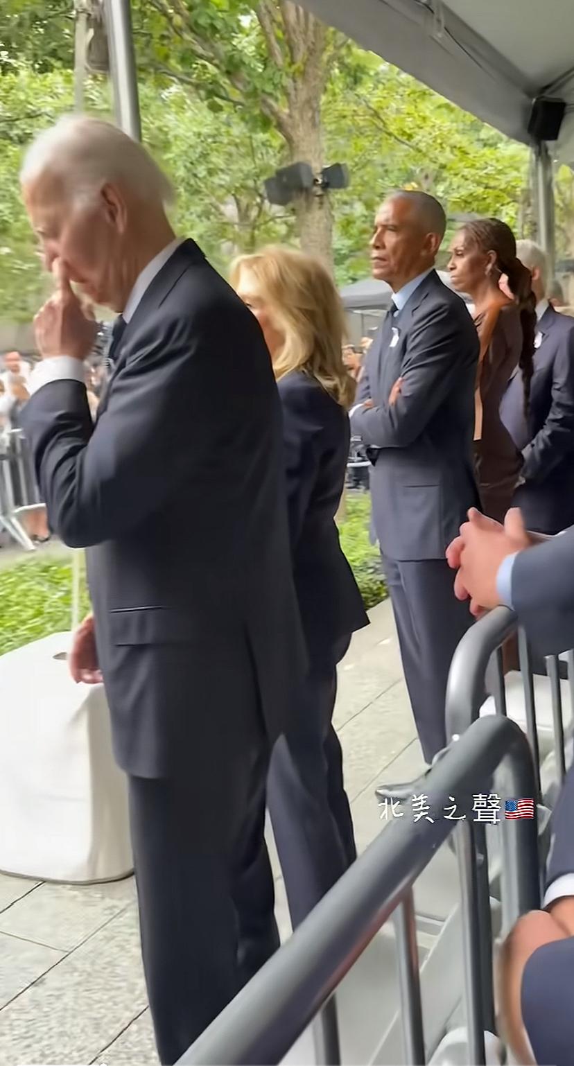 911纪念活动，美国前几任总统都到场了，个个低头不语，小布什、克林顿、拜登、奥巴