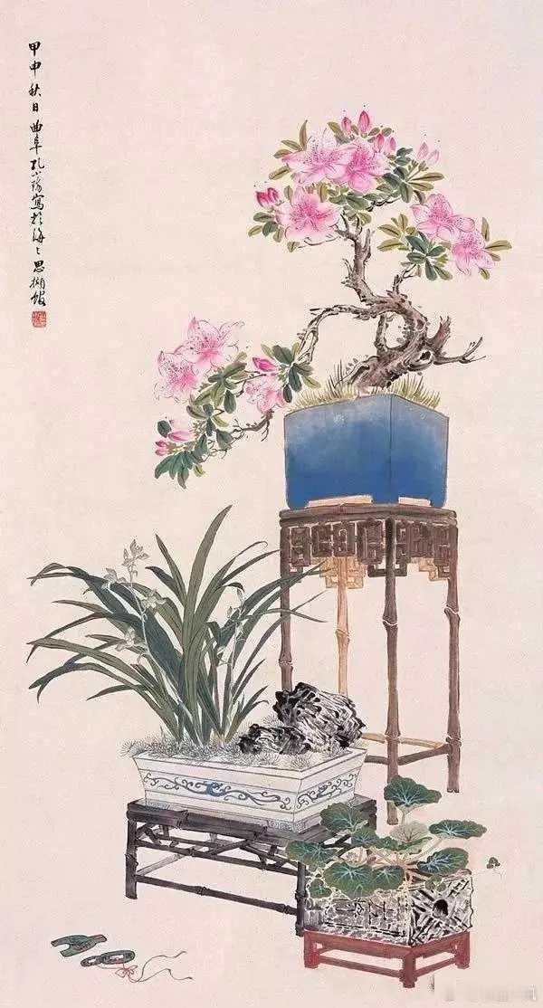 国画中的盆景。这就是中国风遇见艺术​​​