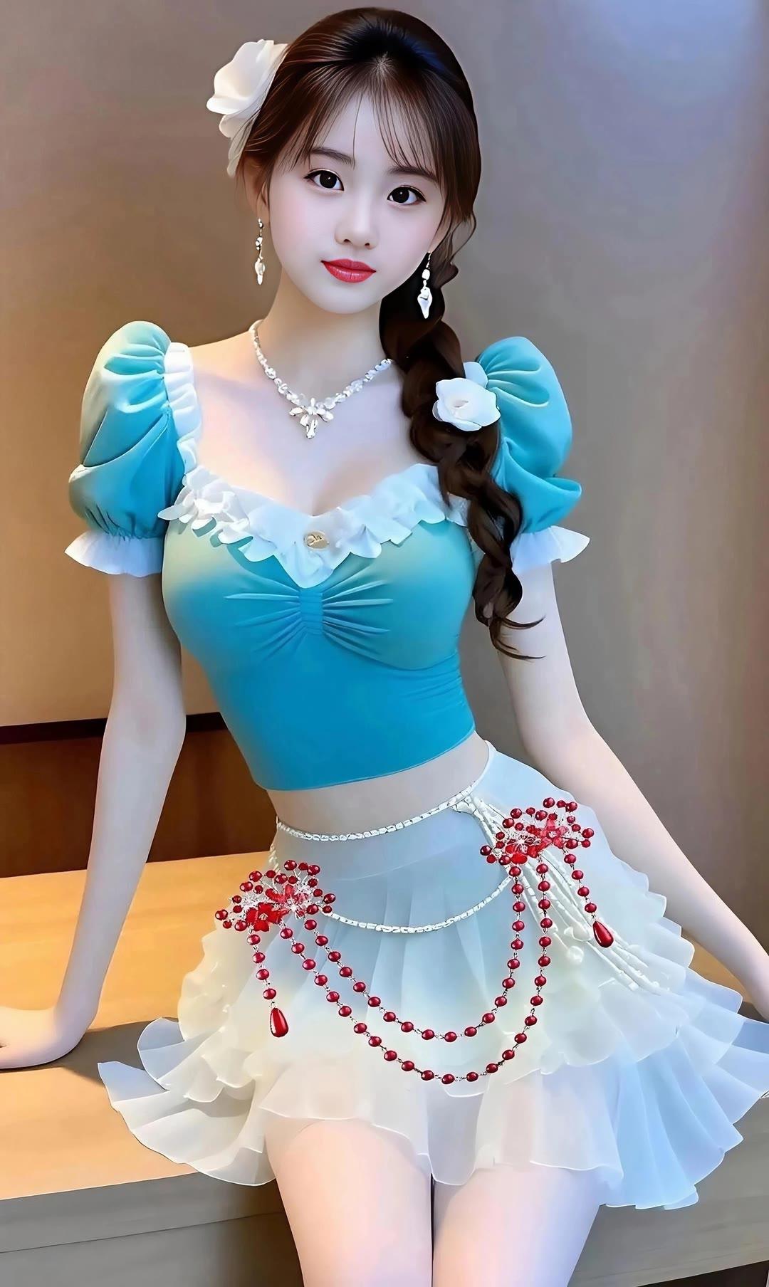 甜美公主风，梦幻蓝白搭配，少女心爆棚！💖👗💍