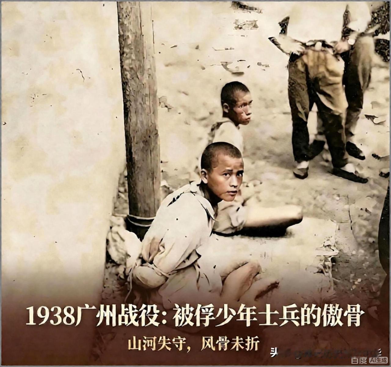 1938年广州沦陷旧照：少年被俘无惧色，山河失守皆遗憾这是1938年广州战