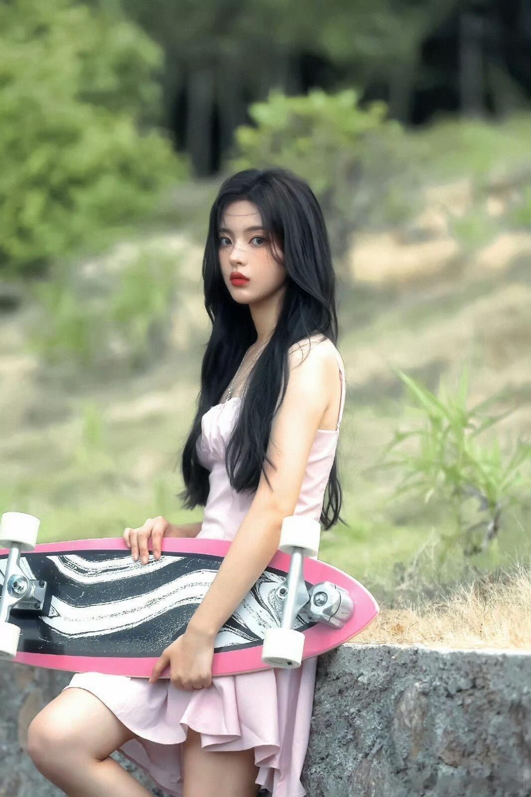 杨超越好喜欢这一款运动少女，感觉像是滑板社的美丽学姐我也想和杨超越一