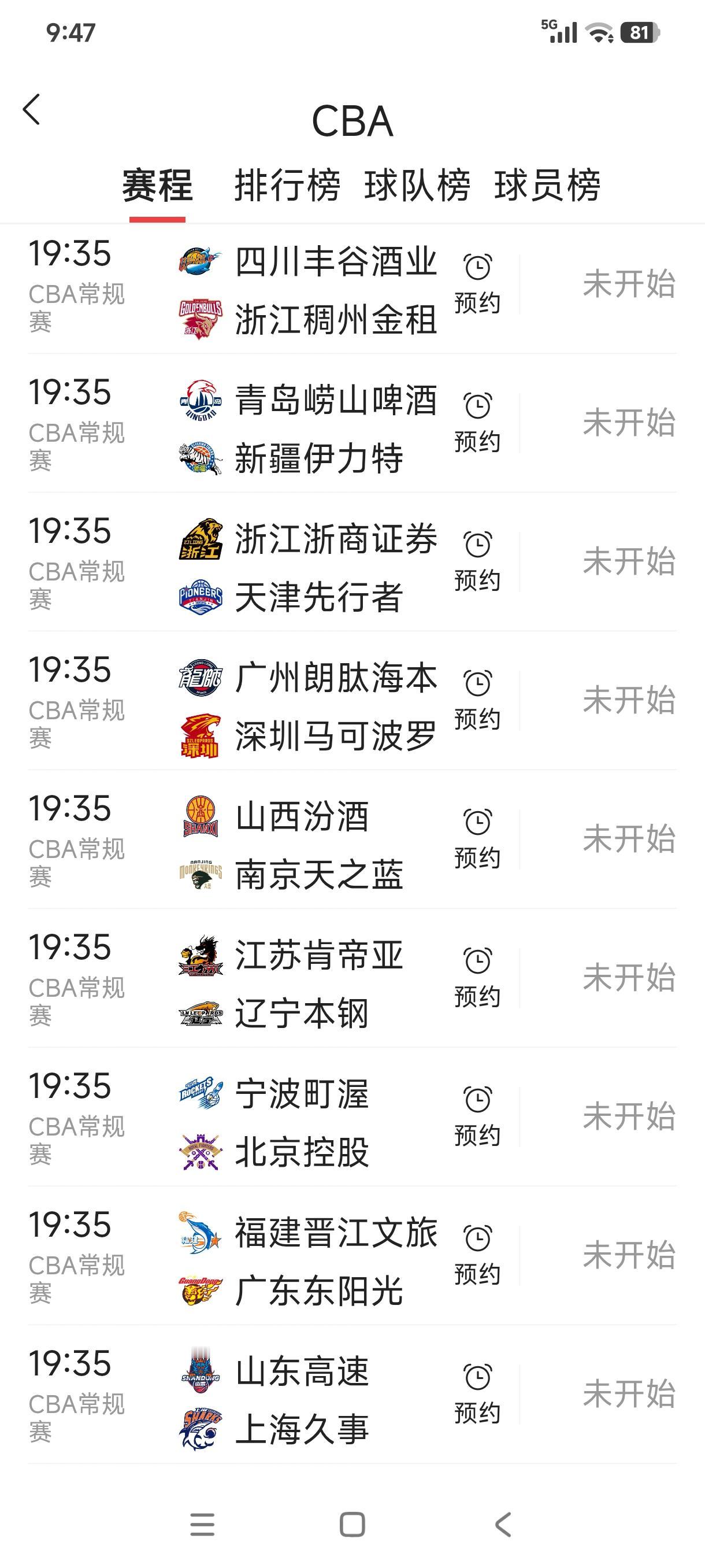 CBA常规赛明晚将迎来收官战，八场比赛明晚19：35同时进行，六场比赛是鸡肋，两