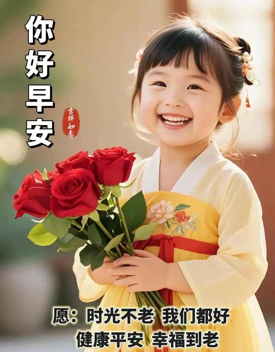 愿你晨起有微笑，所行皆坦途；心中常存温暖，日子平淡亦有欢喜。抛开烦恼，拥抱美好，