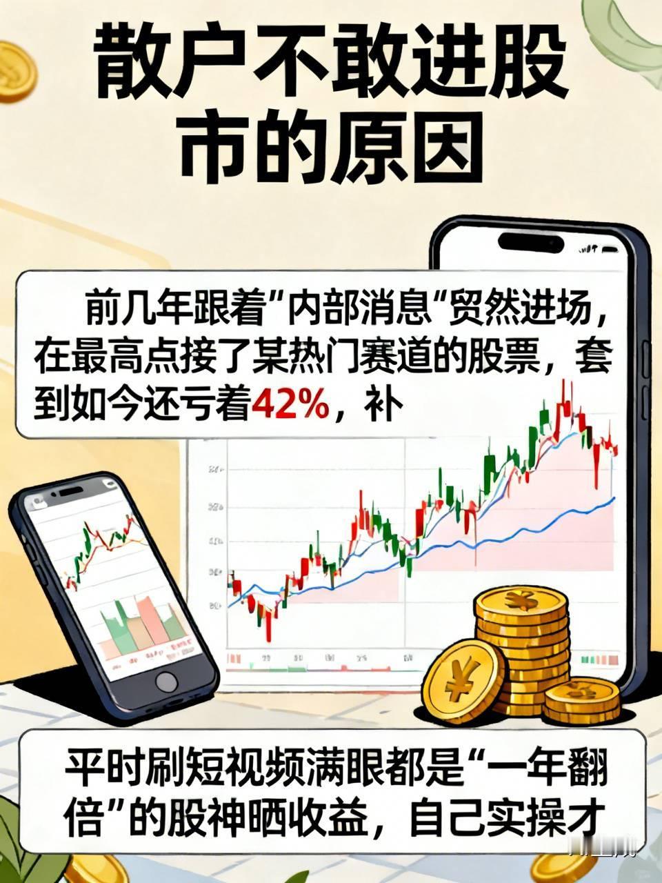 散户不敢进入股市的原因是什么？原因是投资不赚钱呗。身边不少朋友握