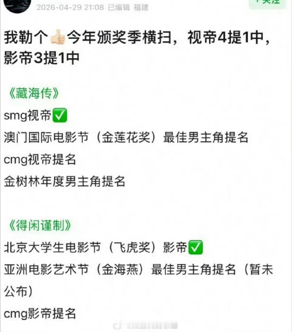 谁都敢说肖战势头太猛了，这才4月份，《藏海传》《得闲谨制》就已经在影视两个赛道分