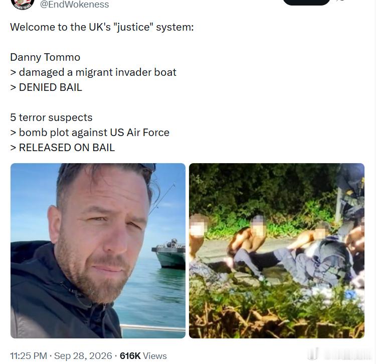欢迎来到英国的“司法”体系：丹尼·汤莫•损坏了一艘载有移民的船只•被拒绝保释