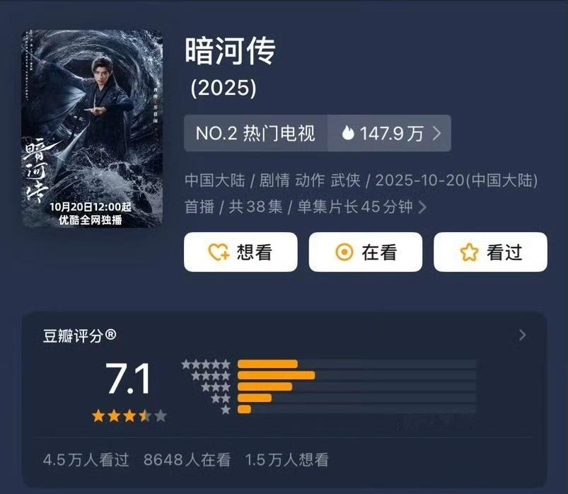 《暗河传》《水龙吟》《山河枕》评分都出来了！[吃瓜][吃瓜][吃瓜]水龙吟暗河传