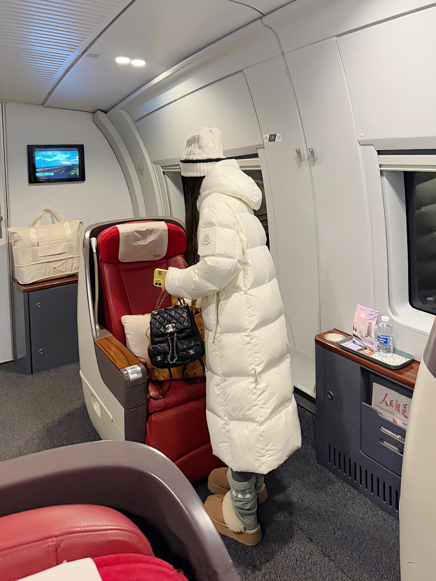、穿了318g超厚羽绒服在商务座被要链接了😂谁懂本南方小土豆再去哈尔滨的高铁上