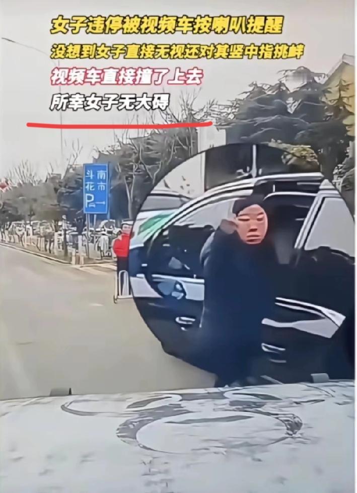 她赌他不敢撞，结果赌输了！这个教训太深刻了，以后应该不会随便对着别人做不文明手势