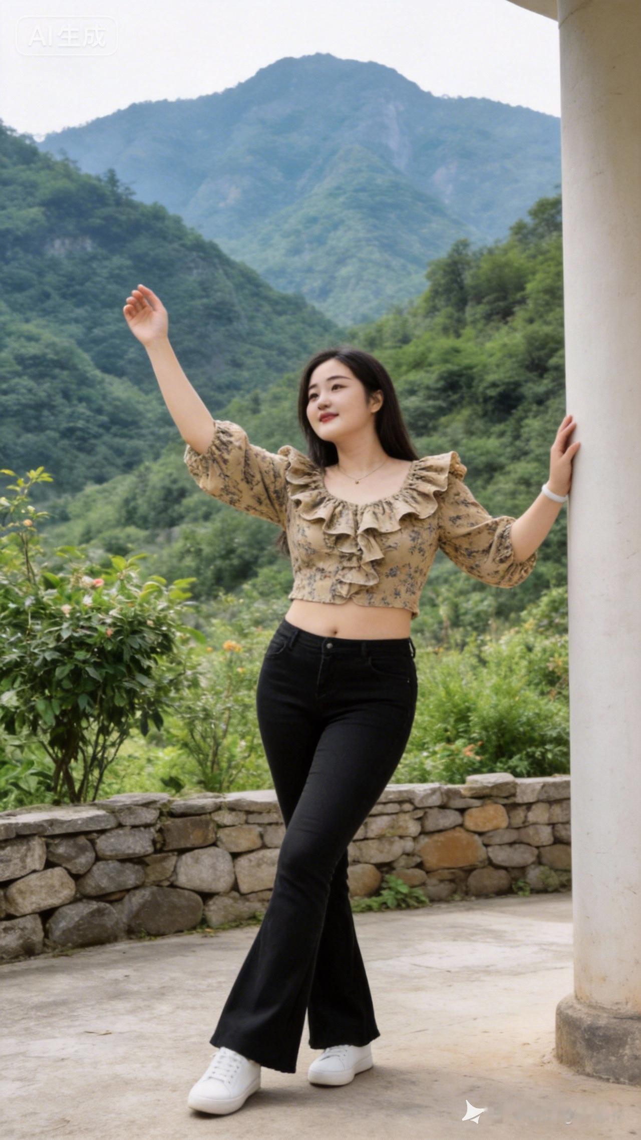 山间少女，自由自在，与自然共舞。